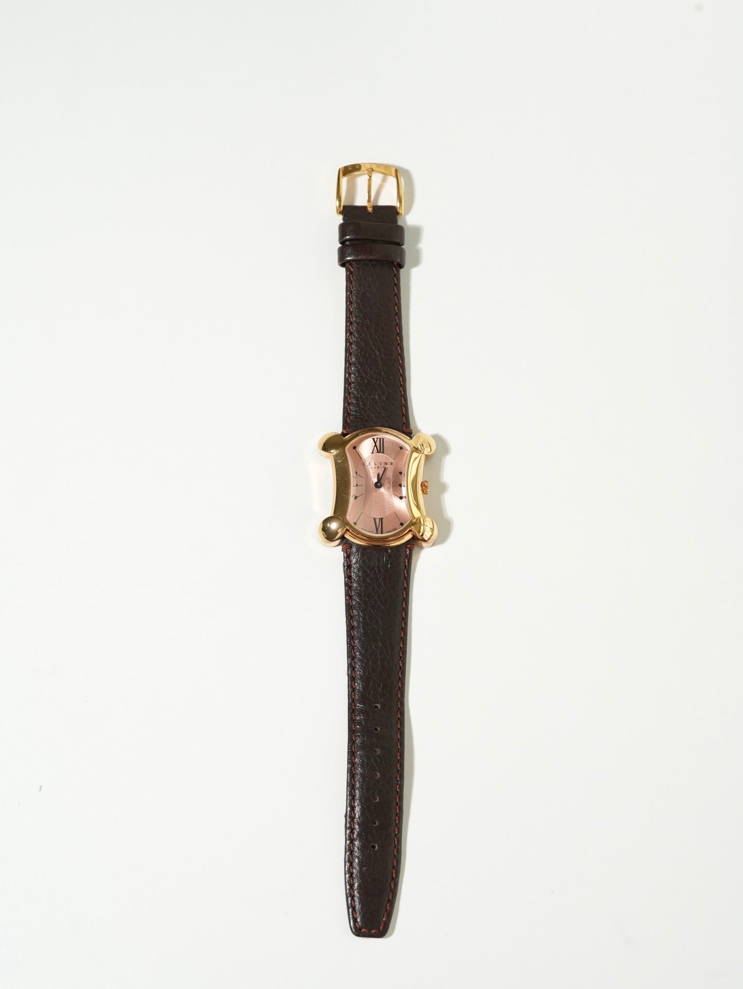 Celine Triomphe Pink Gold Curved Ladies Watch