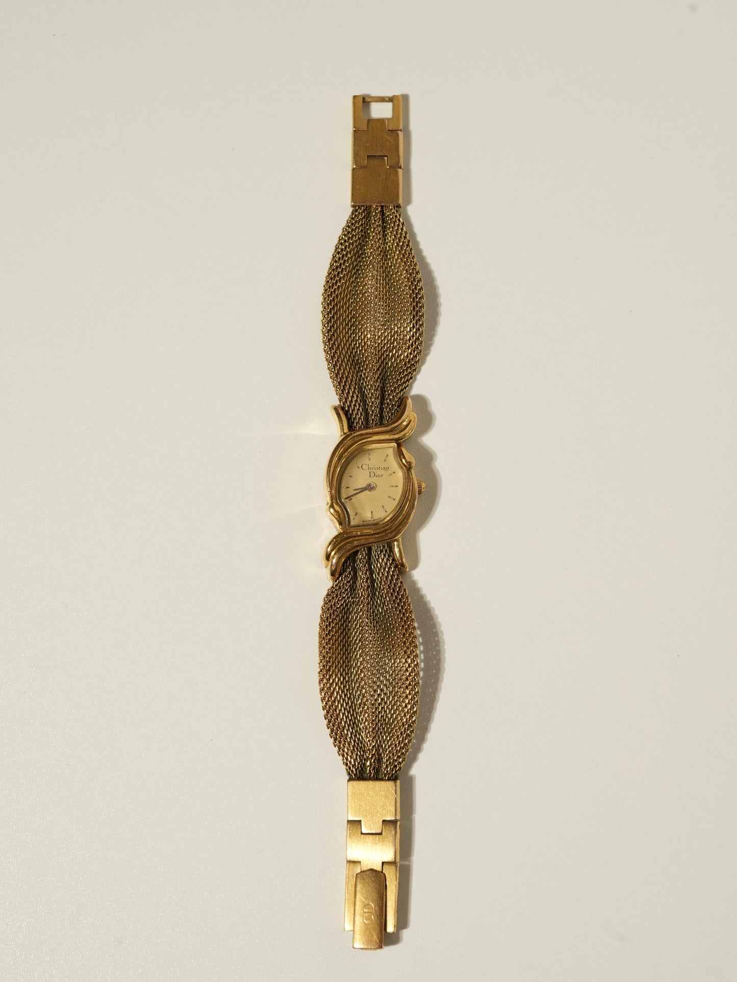 Christian Dior Vintage Gold Mesh Bracelet Watch