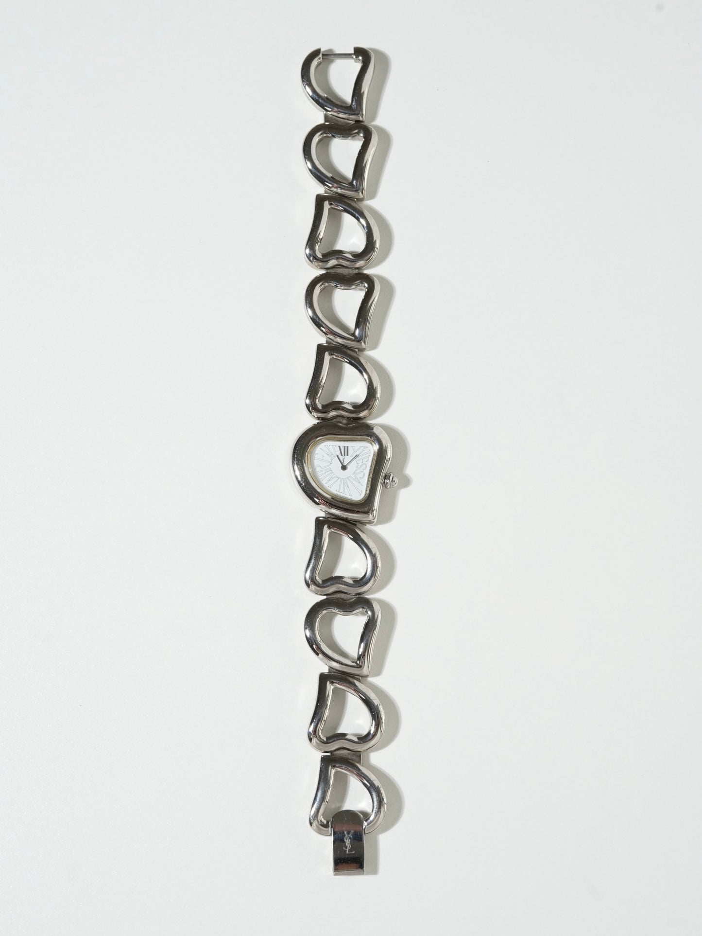 Yves Saint Laurent Heart Bracelet Watch – Silver Tone