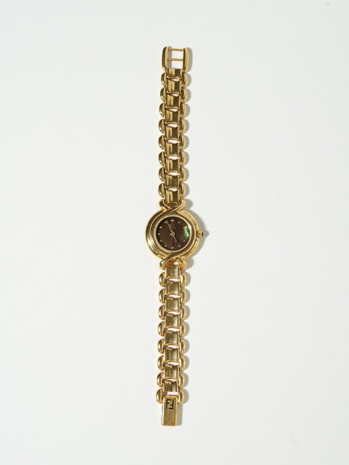 Fendi Green Shell Dial Gold Watch