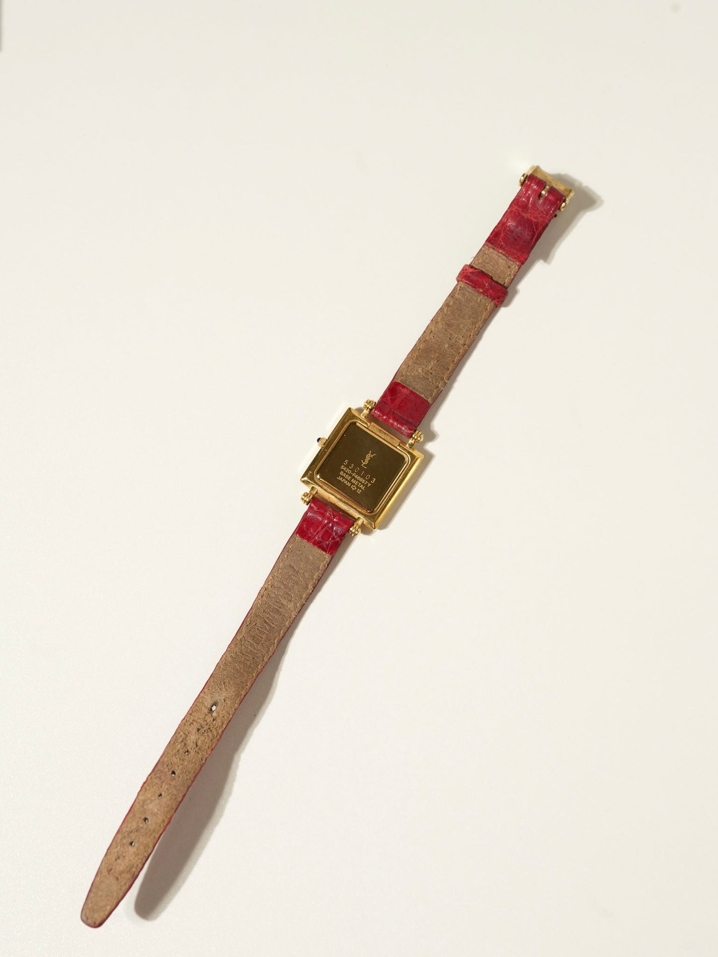 Yves Saint Laurent × Citizen Vintage Pyramid Bezel Watch – Roman Dial / Red Leather