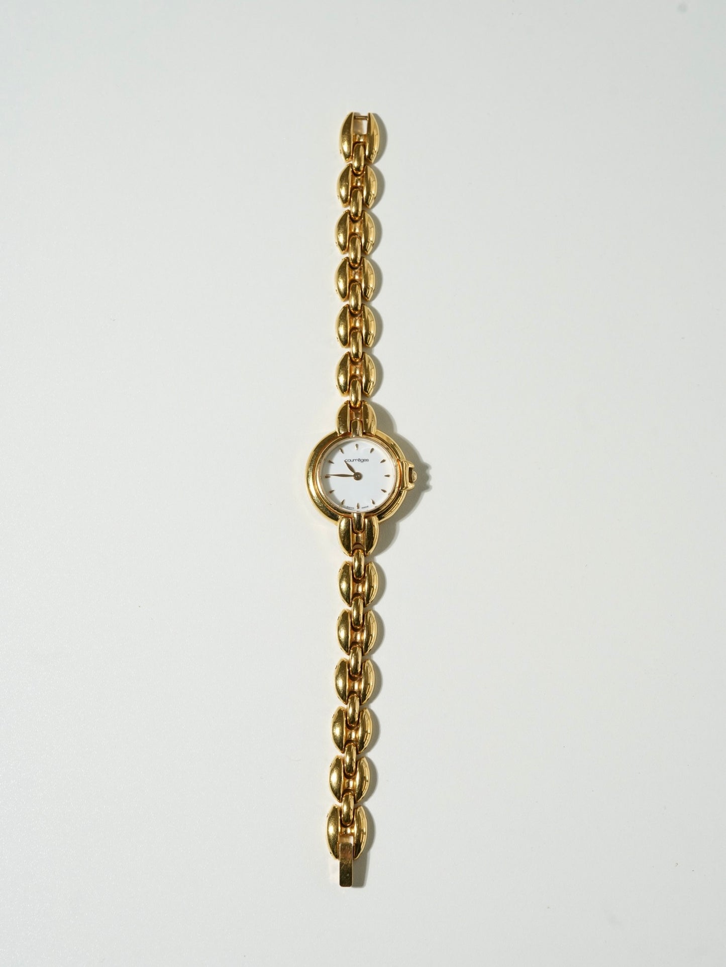 Courrèges Swiss Made Gold Chain Watch with Box