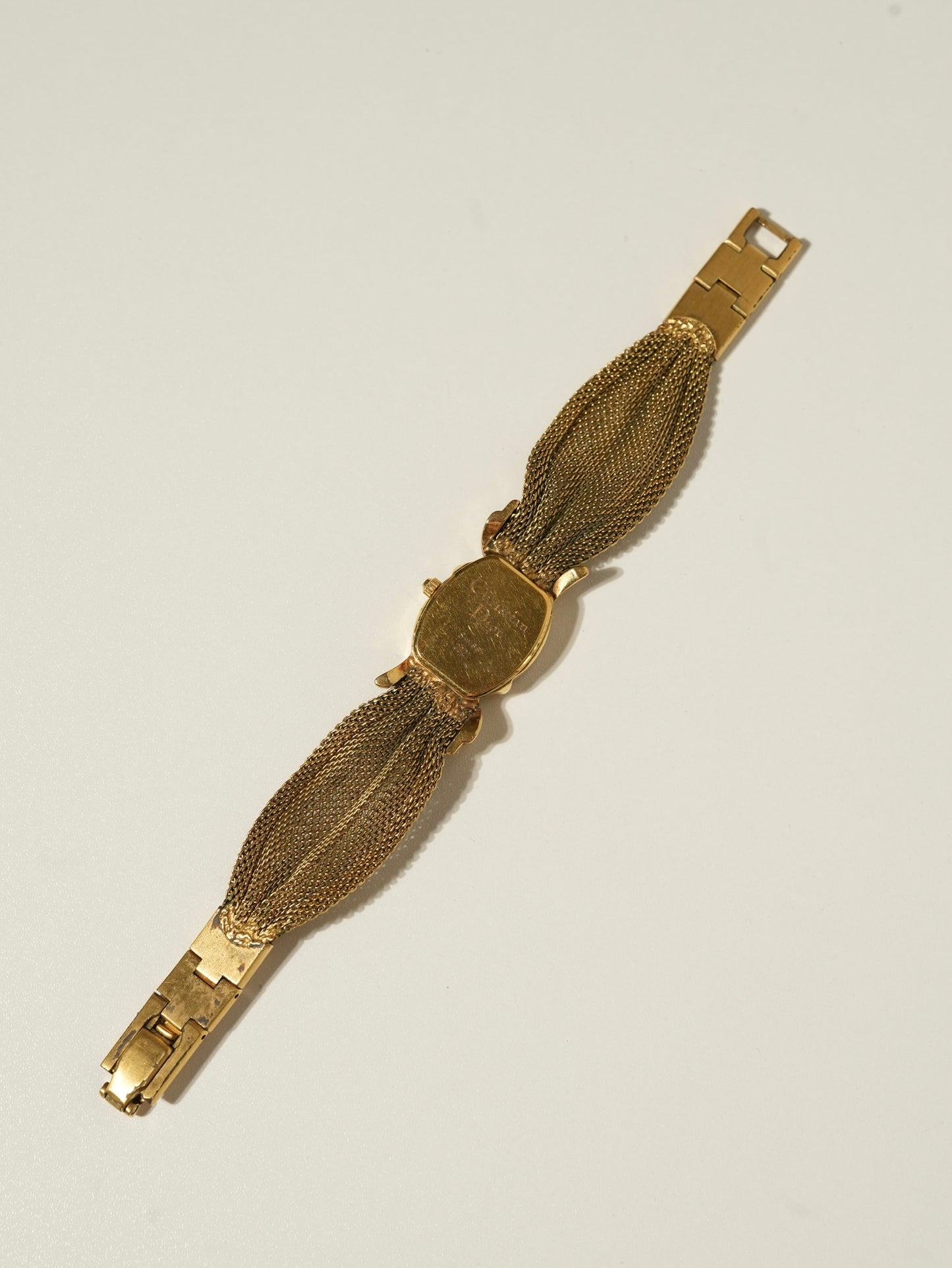 Christian Dior Vintage Gold Mesh Bracelet Watch