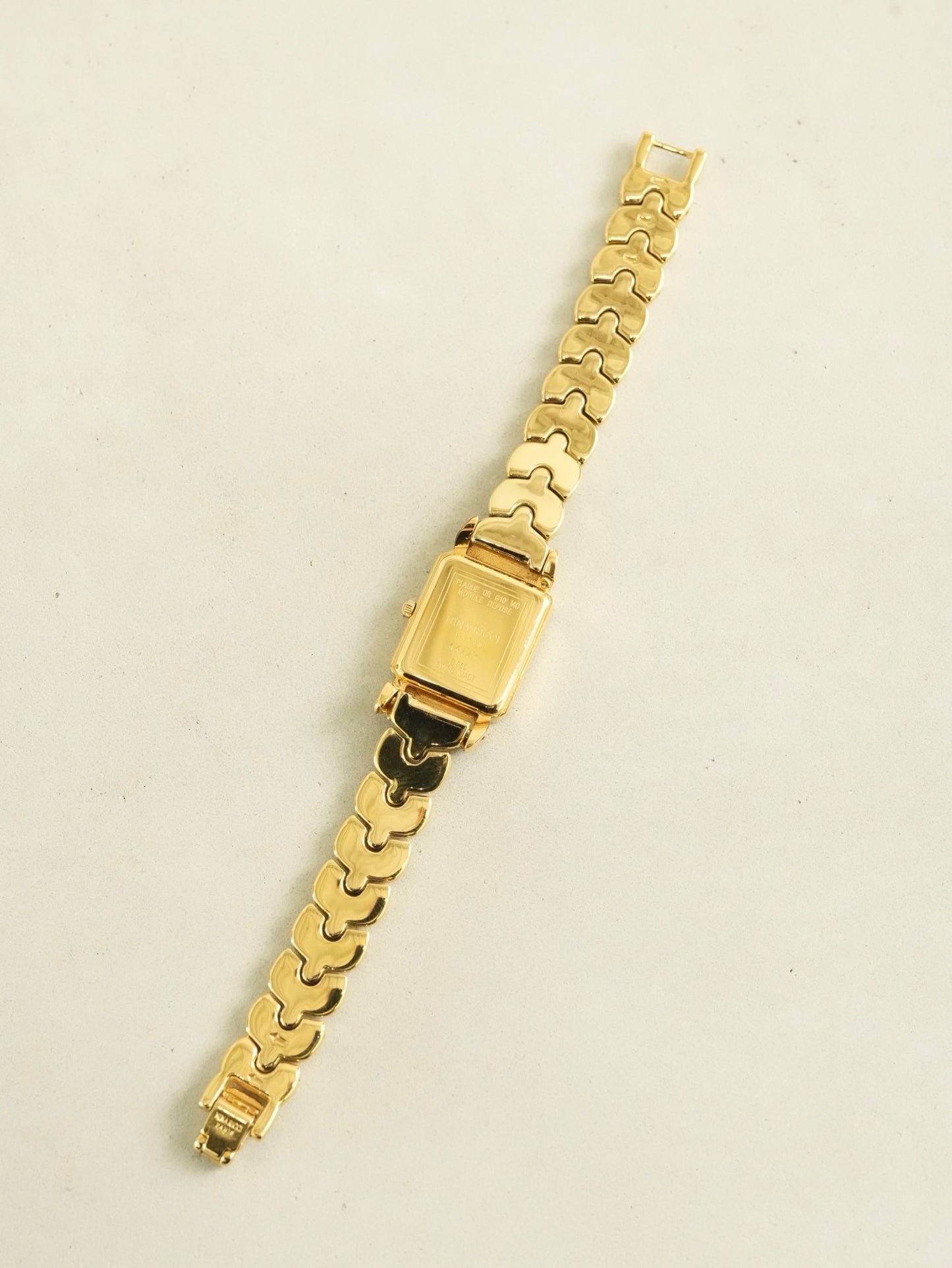 NINA RICCI Paris Vintage Square Watch Gold Bracelet Model with Box & Extra Straps