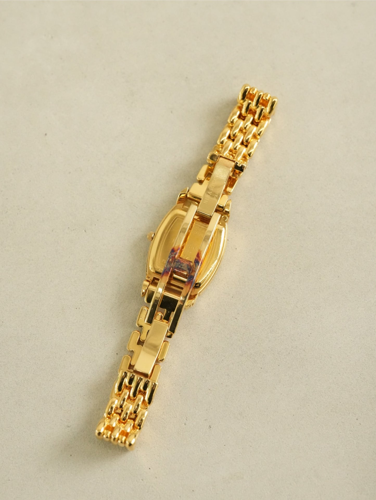 NINA RICCI Vintage Mother of Pearl Dial Tonneau Watch Gold Bracelet Model