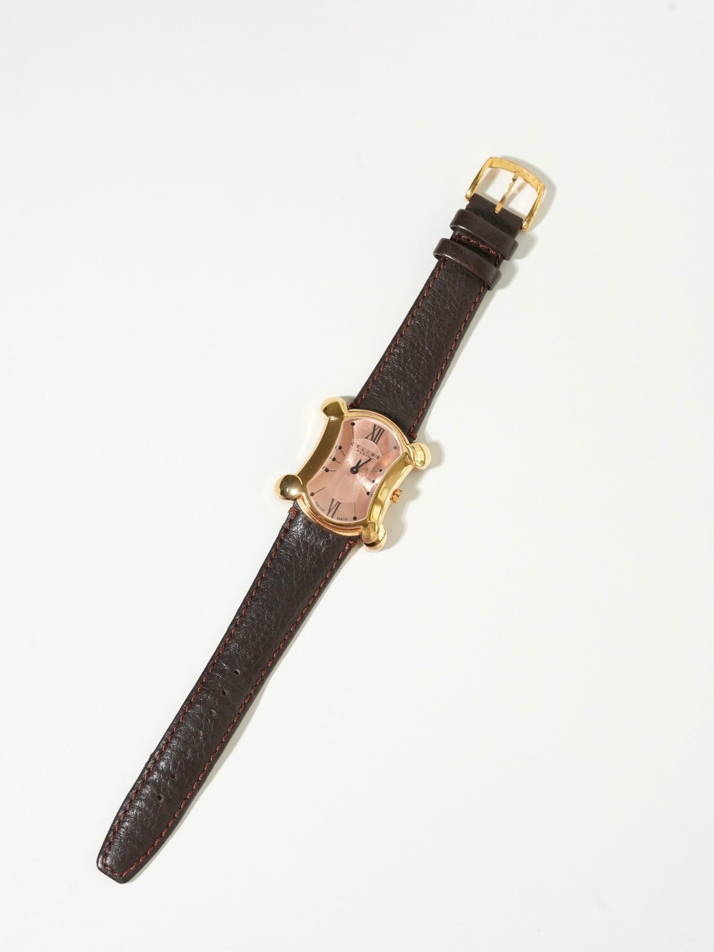 Celine Triomphe Pink Gold Curved Ladies Watch