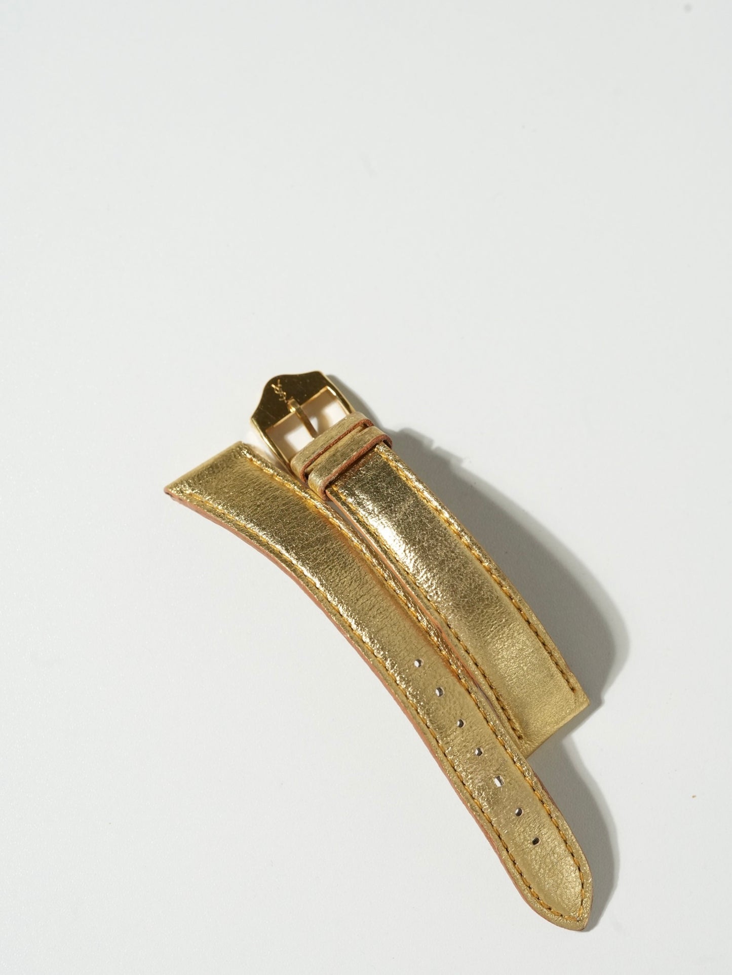 Yves Saint Laurent Heart Watch – Gold Tone × Yellow Leather Strap (with Extra Band)