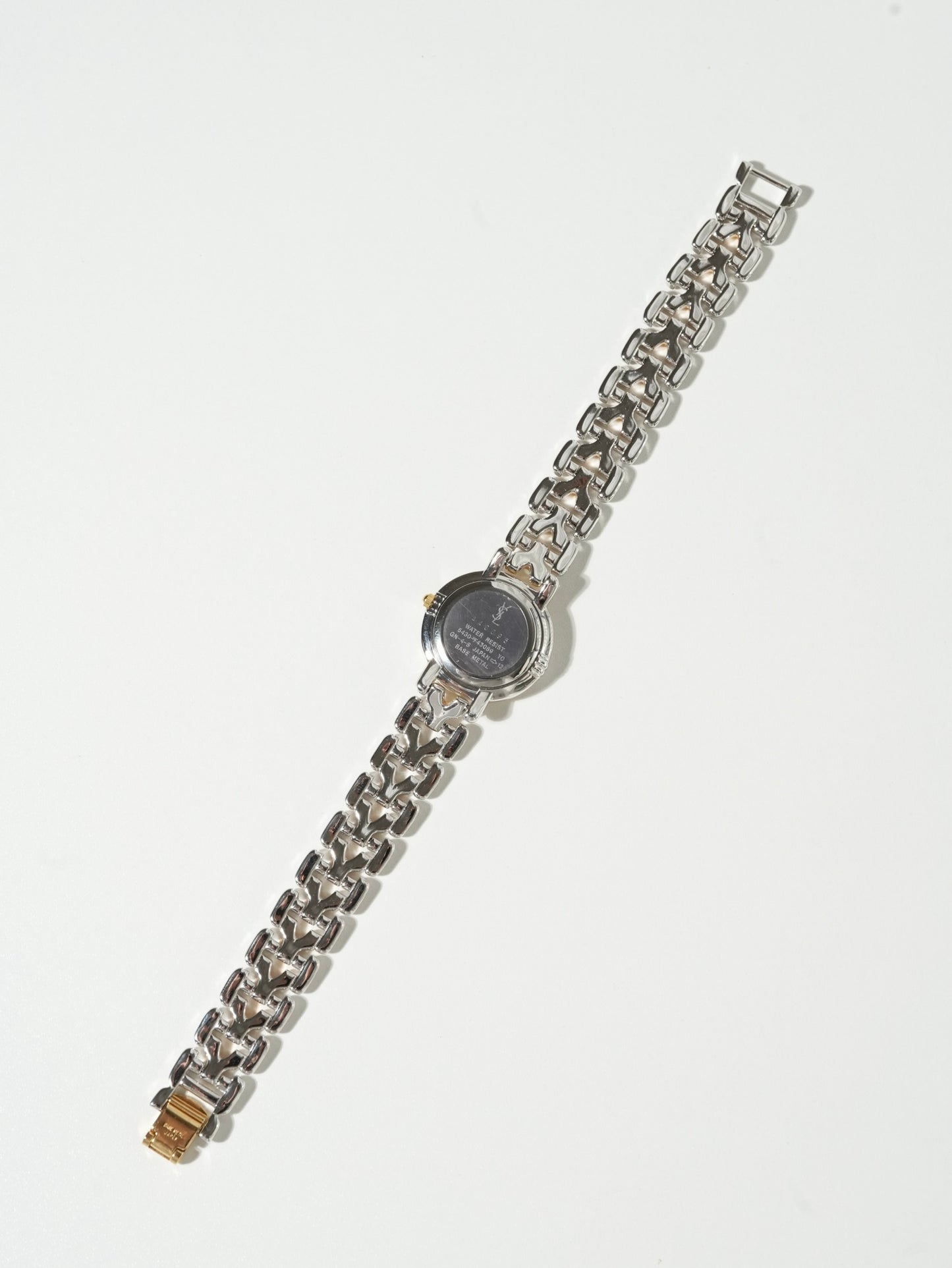 Yves Saint Laurent Two-Tone Round Watch – Silver & Gold Bracelet, Textured White Dial (NEW OLD STOCK)