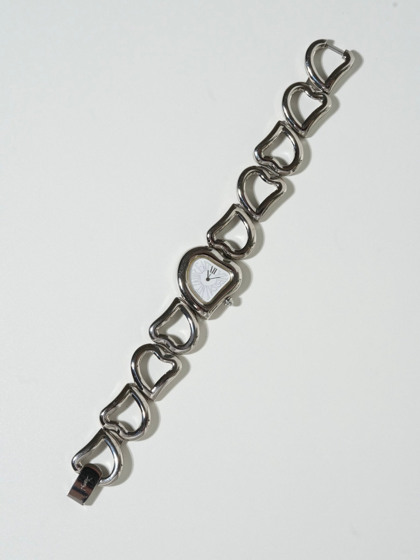 Yves Saint Laurent Heart Bracelet Watch – Silver Tone