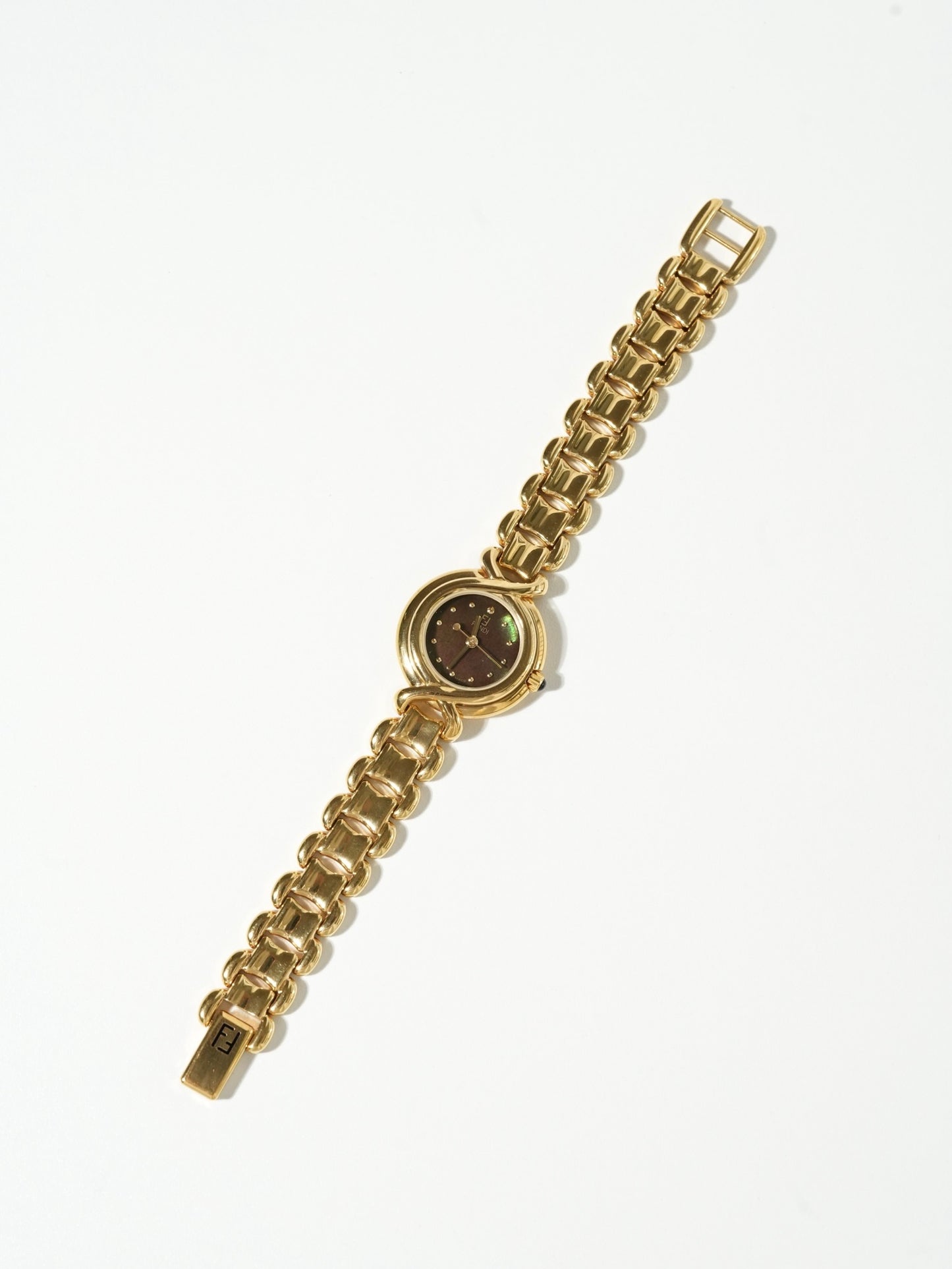 Fendi Green Shell Dial Gold Watch