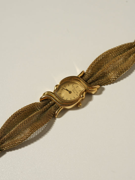 Christian Dior Vintage Gold Mesh Bracelet Watch