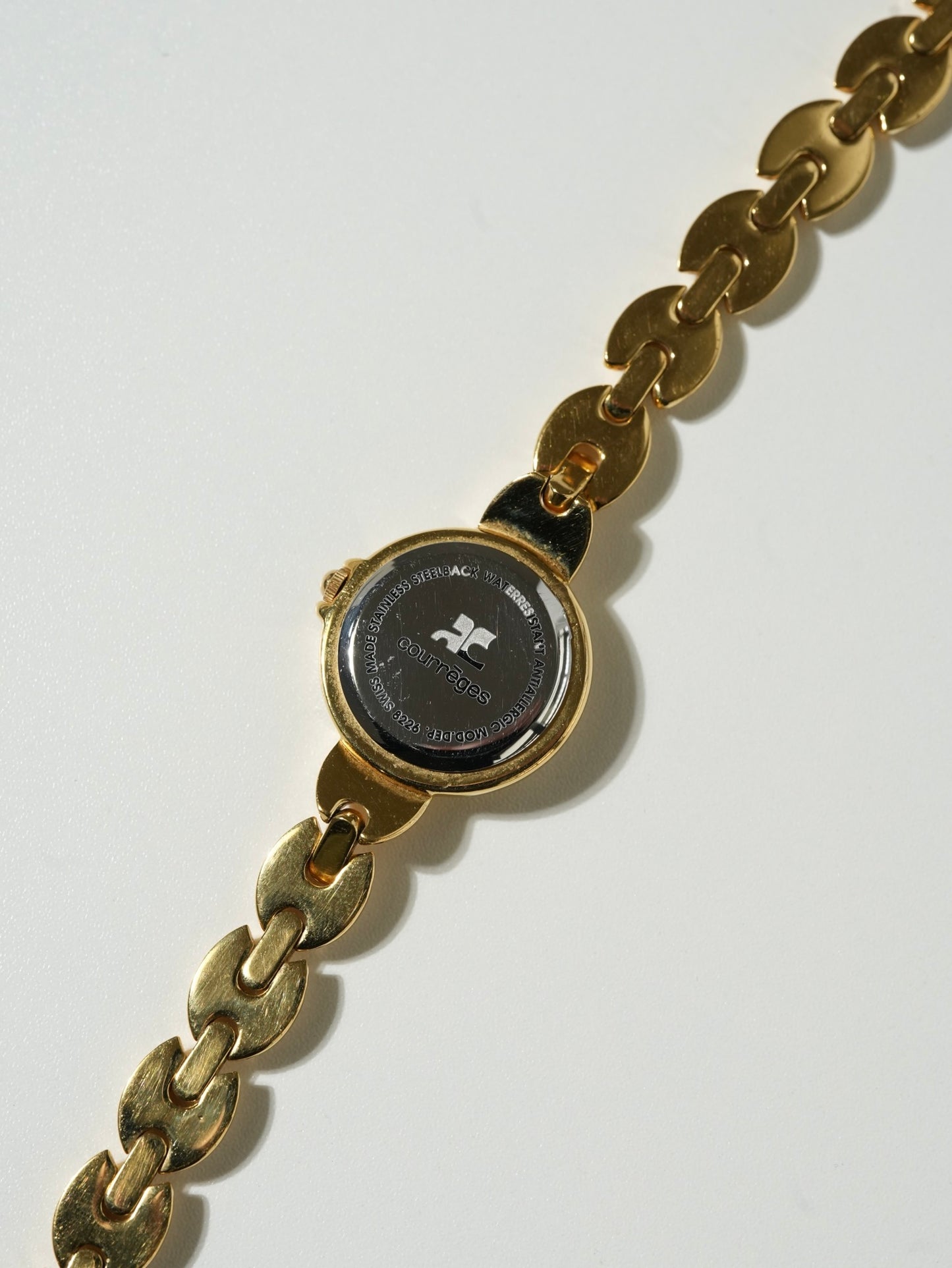 Courrèges Swiss Made Gold Chain Watch with Box