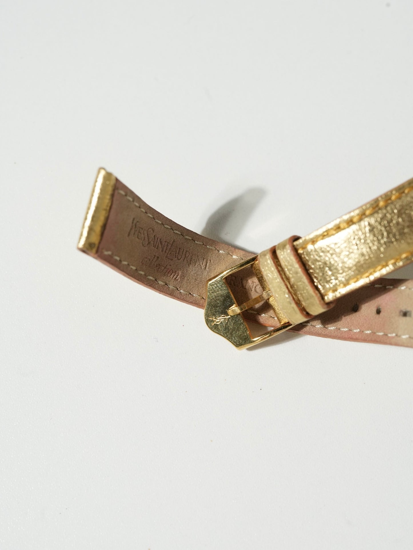 Yves Saint Laurent Heart Watch – Gold Tone × Yellow Leather Strap (with Extra Band)