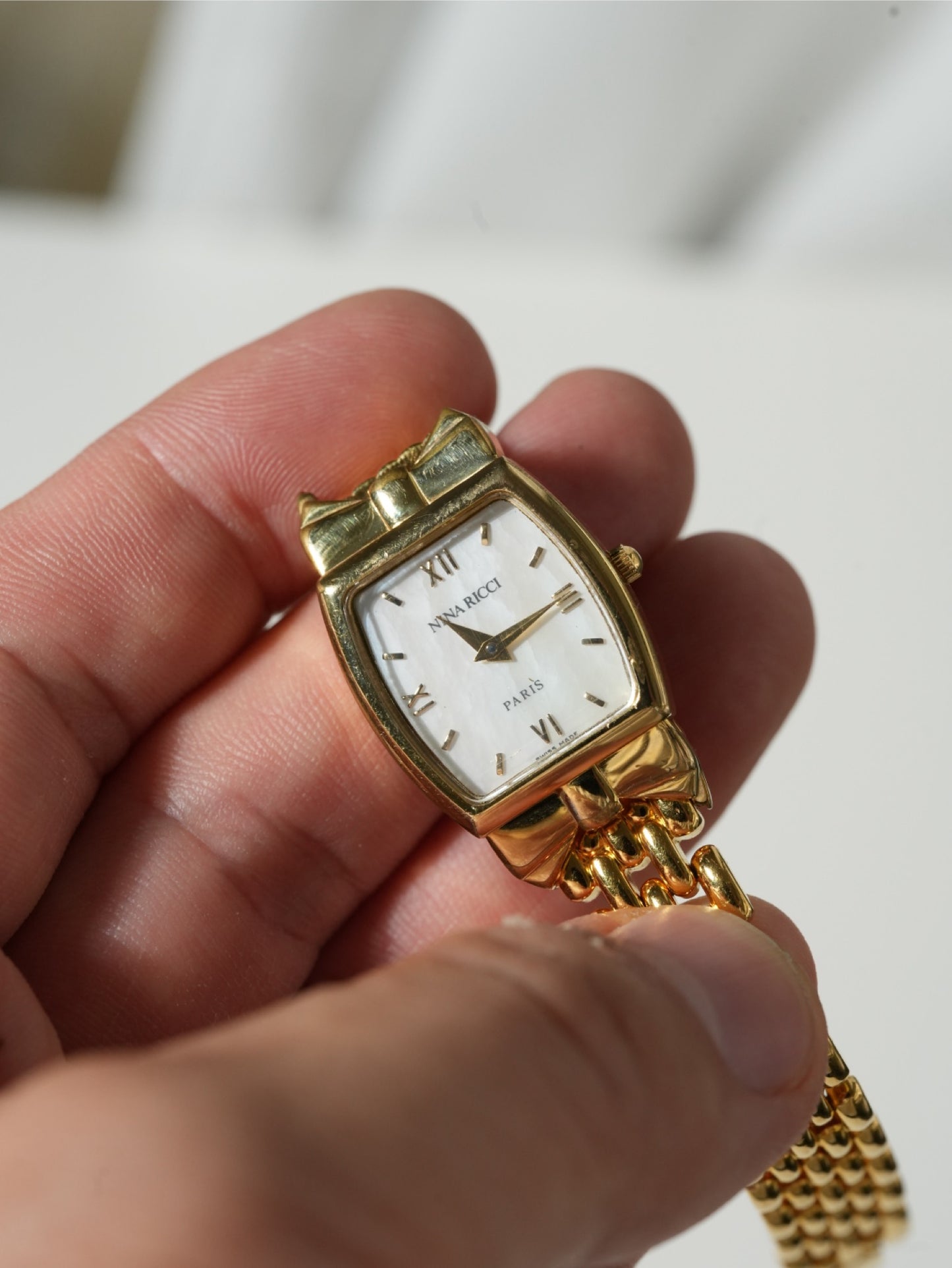 Nina Ricci Vintage Ribbon Shell Dial Watch