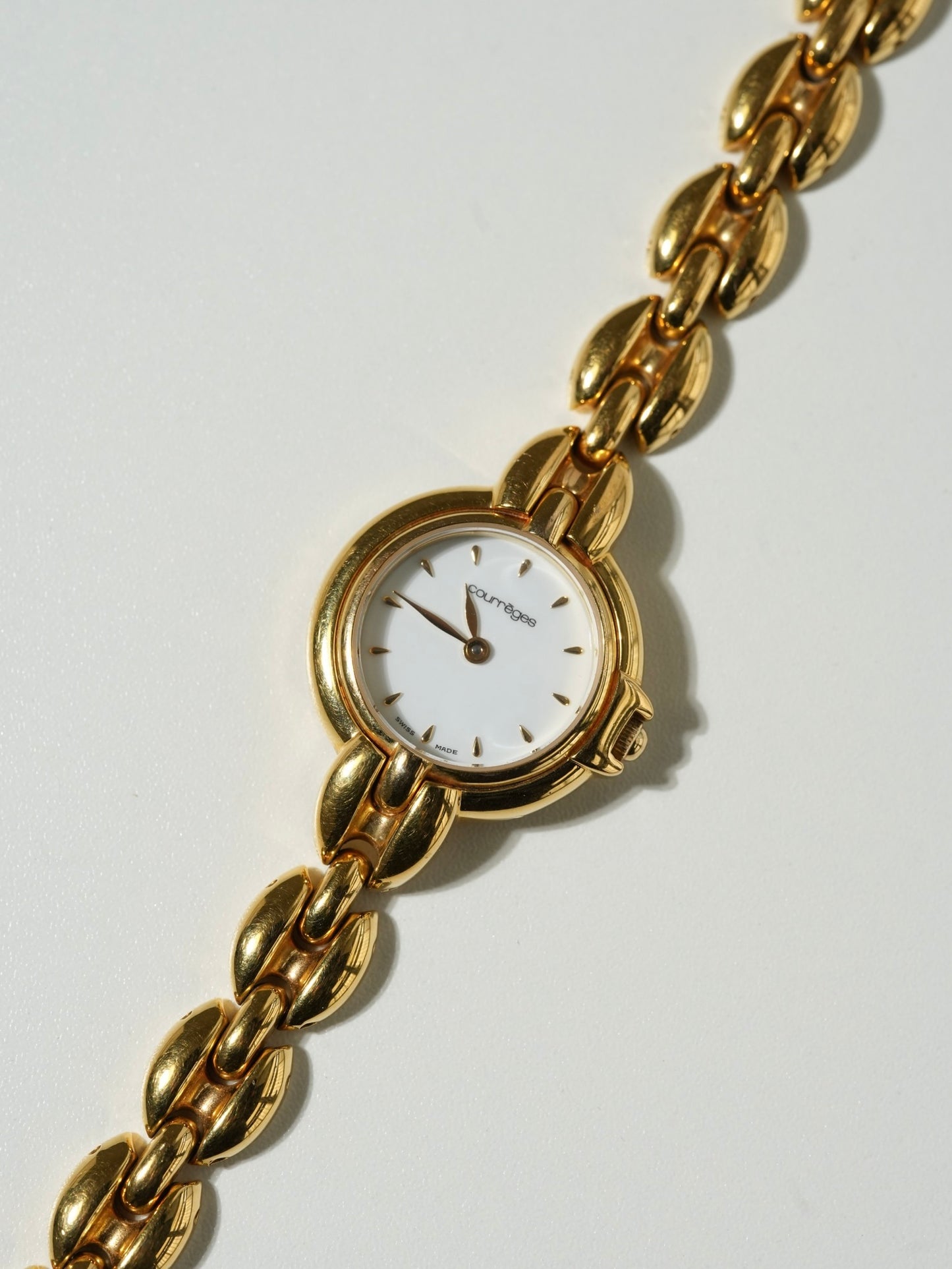 Courrèges Swiss Made Gold Chain Watch with Box