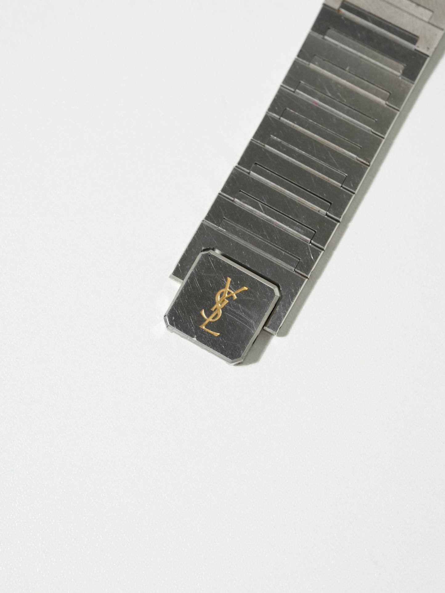 Yves Saint Laurent Stainless × Gold Line Square Watch