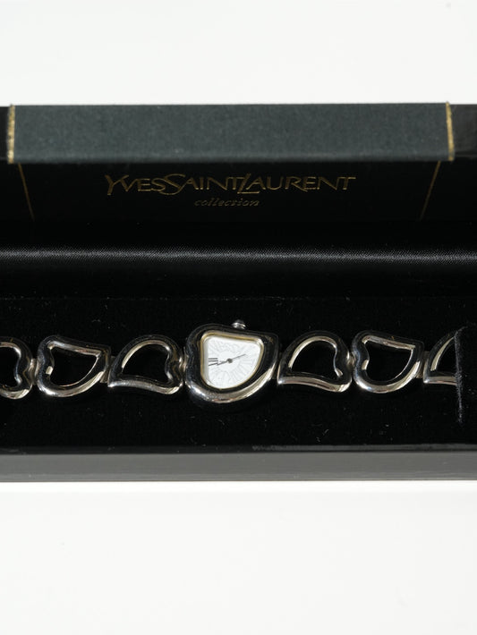 Yves Saint Laurent Heart Bracelet Watch – Silver Tone