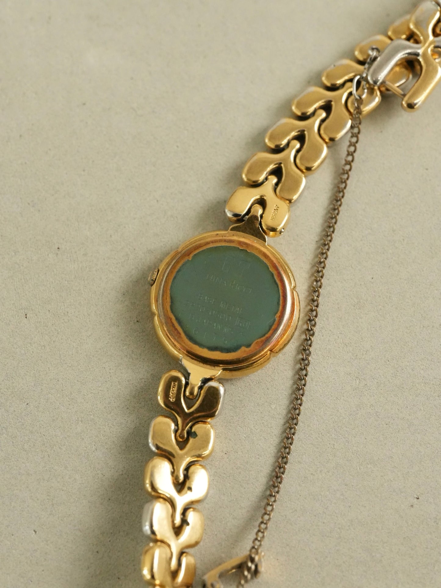 NINA RICCI Vintage Two-Tone Combo Bracelet Watch Round Case Quartz Model